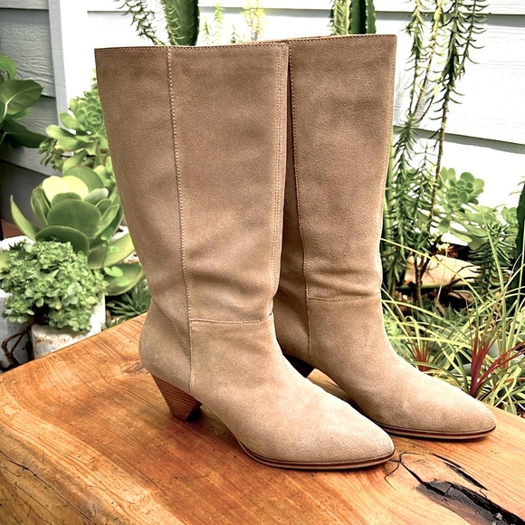 Lucky Brand Tall Fukko Boot Tan Suede 7.5 - Picture 3 of 11